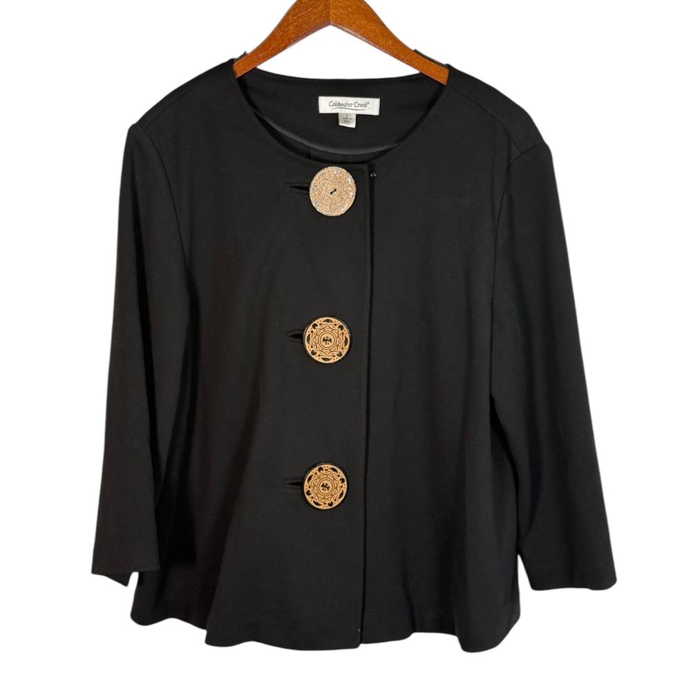 Coldwater Creek Black Long Sleeve Big Buttons Unstructured Jacket Women's Size L